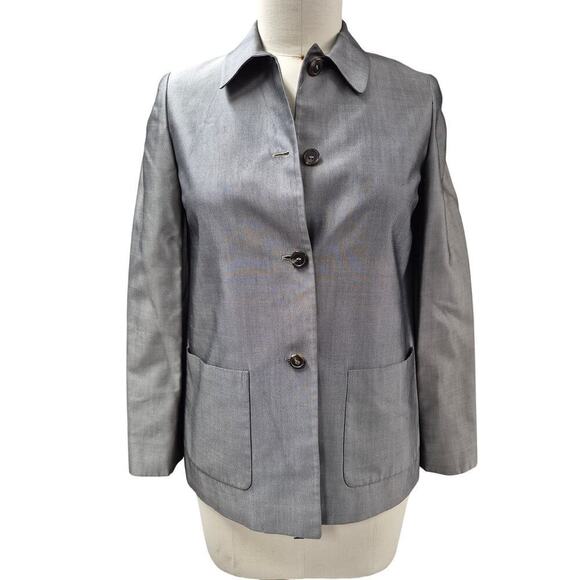 Vtg 90s Y2k Michael Kors Bergdorf Goodman 100% Silk Suit Steel Womens Sz 8